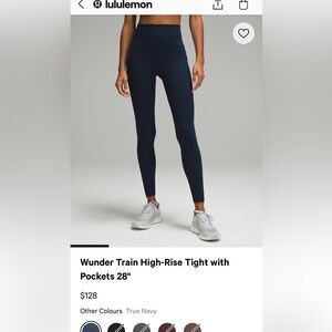 Lululemon Wunder Train Leggings with Pockets (Red)